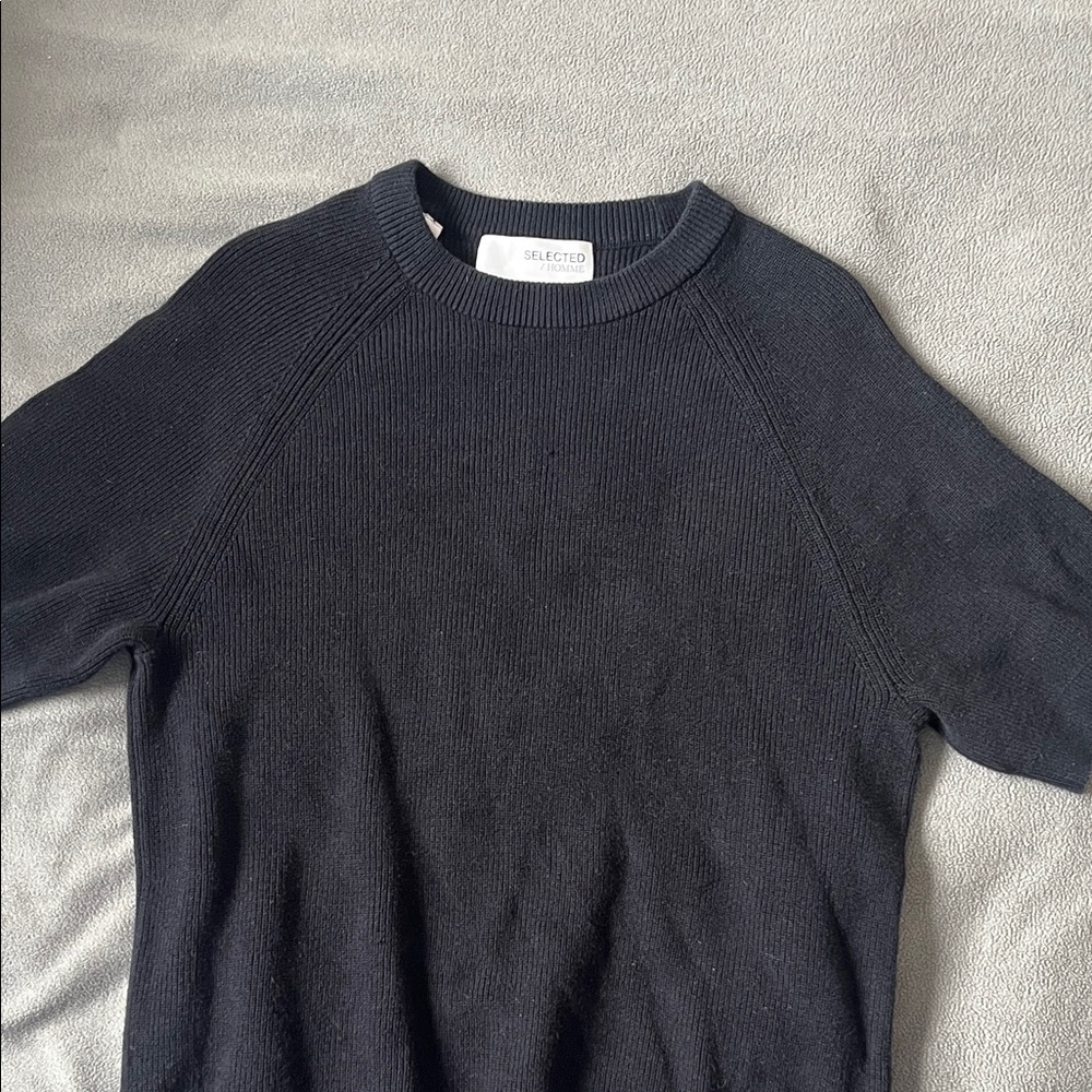 SELECTED black cotton knit tshirt